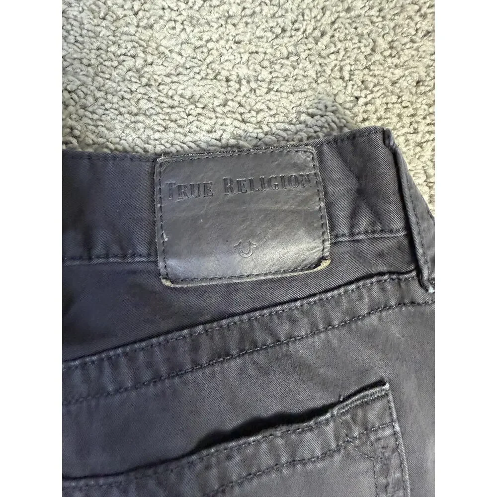 True Religion Jeans Mens 40x33 Black Geno Relaxed Straight Distressed Pockets